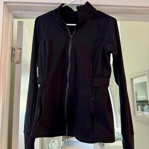 Fabletics Women's Black Athletic Jacket Sleek w/Thumbholes--Small